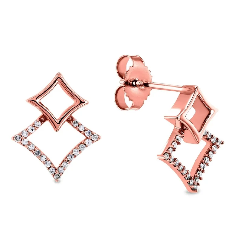 Annello by Kobelli 1/10 Carat TDW Diamond Women's Kite Earrings in 10k Rose or White Gold