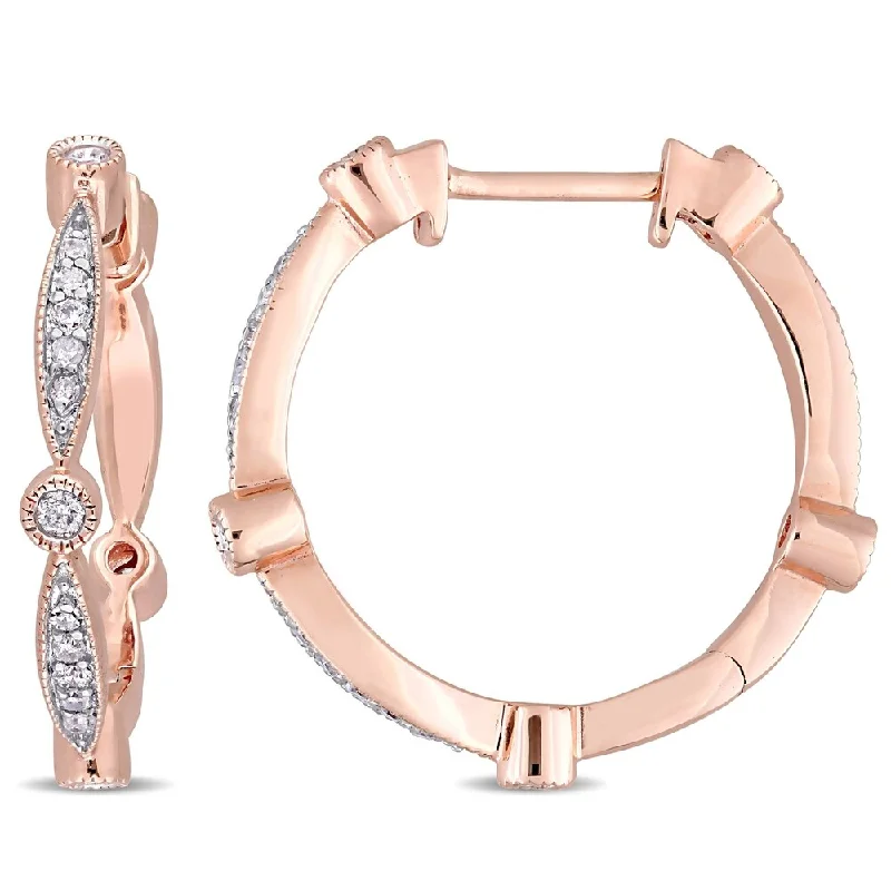 Miadora 10k Rose Gold 1/3ct TDW Diamond Hoop Earrings