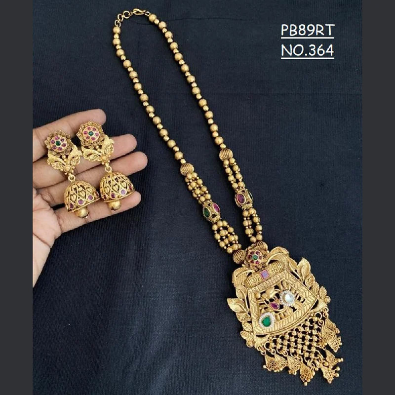 Kala Creation Copper Gold Plated Long Necklace Set