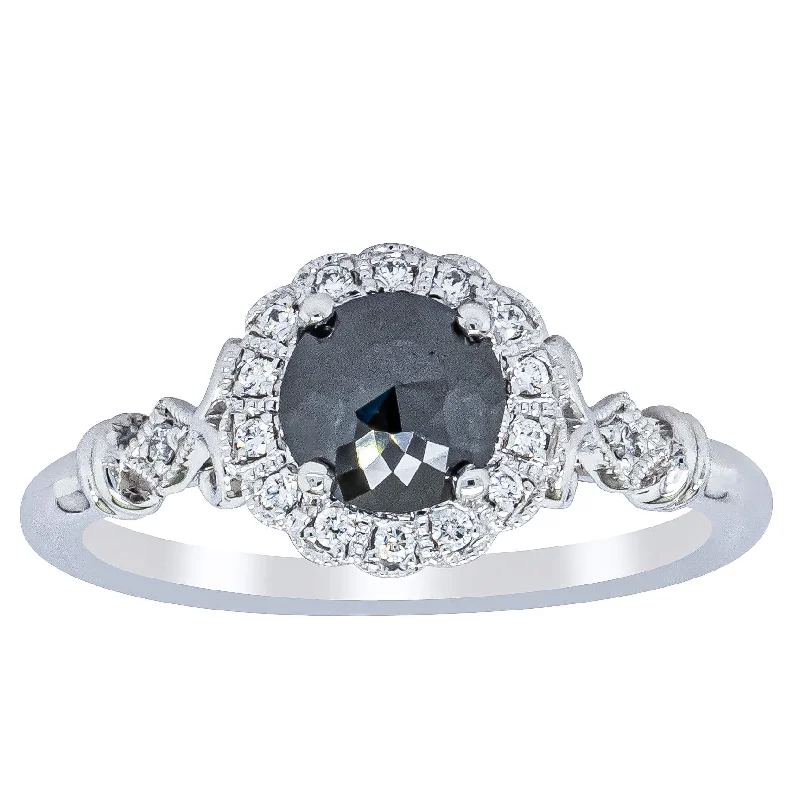 18ct White Gold .54ct Black Diamond Versailles Ring