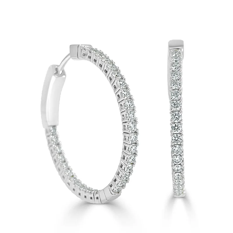 Joelle Inside Out 1ct Diamond Flexible Hoop Earrings 14K White Gold 1 Inch