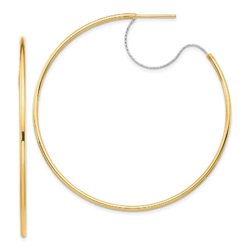 Curata 14k Two tone Gold 2x55mm Polished Hoop Earrings