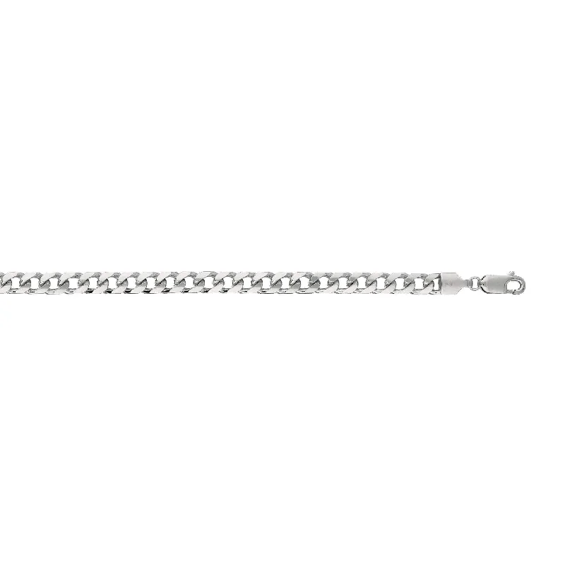 14kt 8.50 inches White Gold 4.4mm Diamond Cut Miami Cuban Link Chain with Lobster Clasp