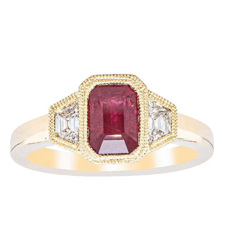 18ct Yellow Gold 1.59ct Ruby & Diamond Ring