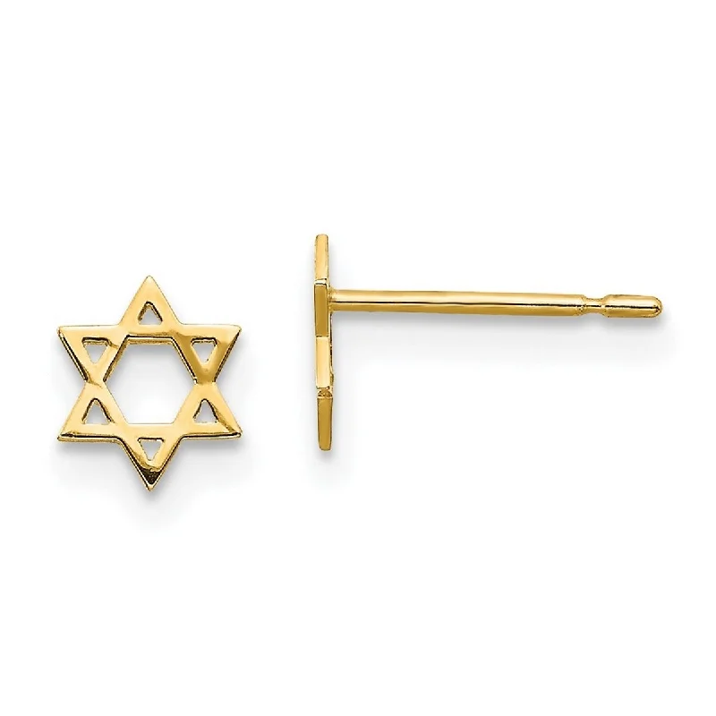 Curata 14k Yellow Gold Girls 6mm Star of David Post Earrings