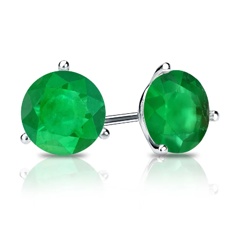 Auriya 14k Gold 1ctw Green Emerald Gemstone Stud Earrings Martini-set