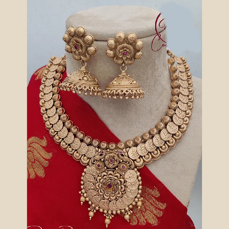 Jewel Addiction Copper Rajwadi Finish Pota Stone Necklace Set