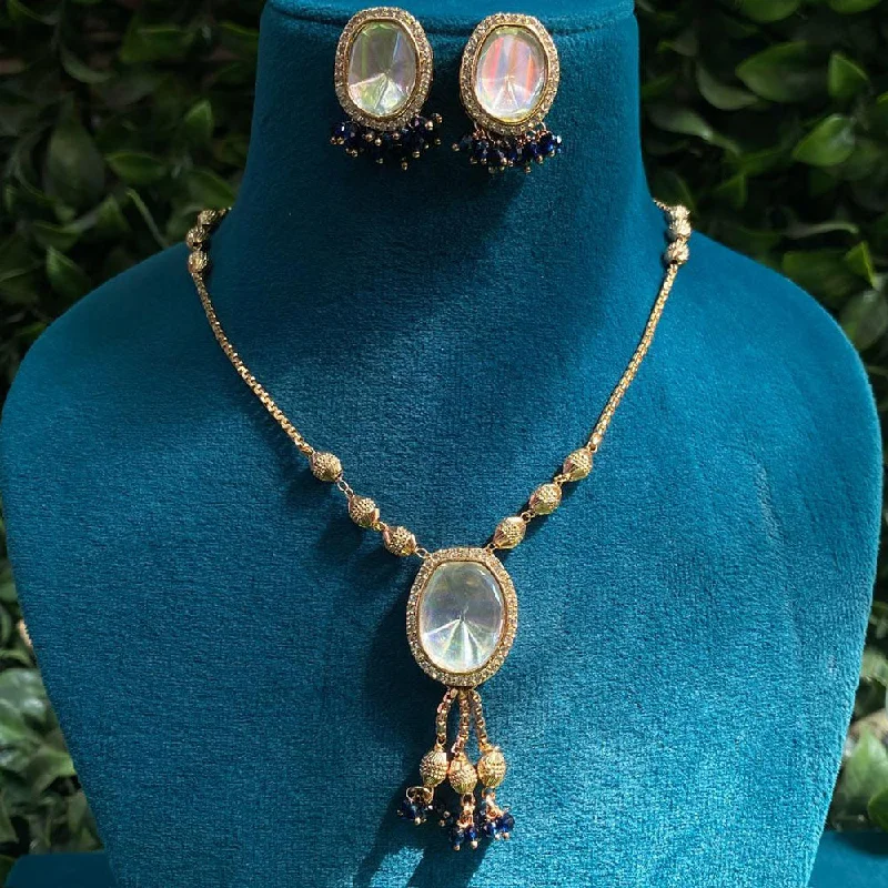 Royal Kundan Jewellery Gold Plated Crystal Stone Necklace Set