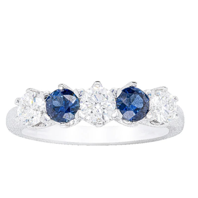 18ct White Gold .64ct Sapphire & Diamond Pentagon Ring