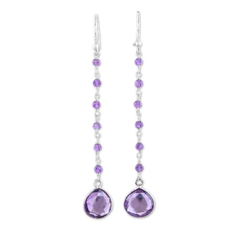 NOVICA Morning Drops, Amethyst dangle earrings - 2.8*0.4