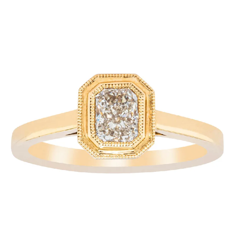 18ct Yellow Gold .56ct Radiant Cut Diamond Windsor Ring