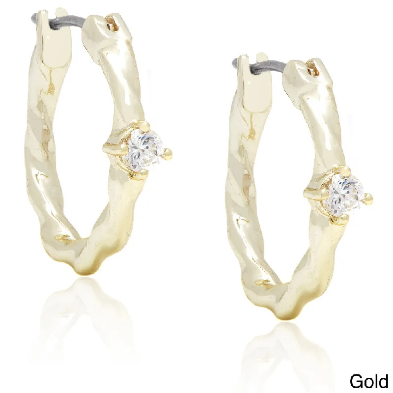 Dolce Giavonna 14k Gold Overlay Round-cut Cubic Zirconia Hoop Earrings