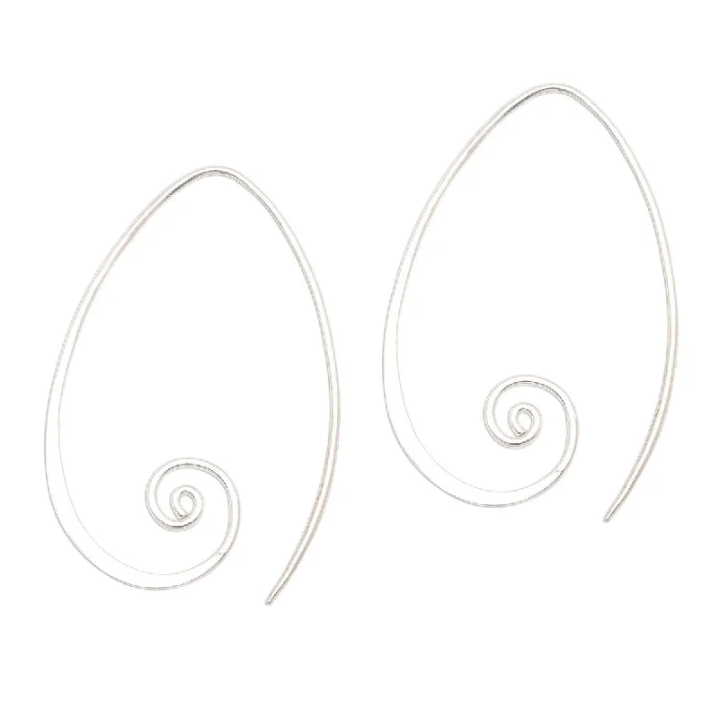 NOVICA Spiral Curls, Sterling silver half-hoop earrings