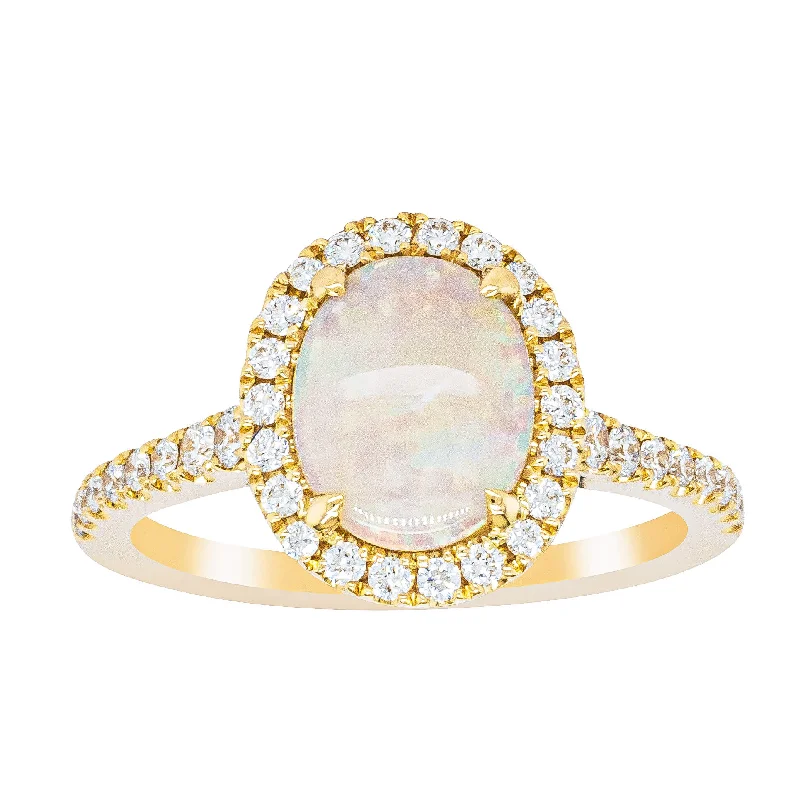 18ct Yellow Gold .91ct Opal & Diamond Sierra Ring