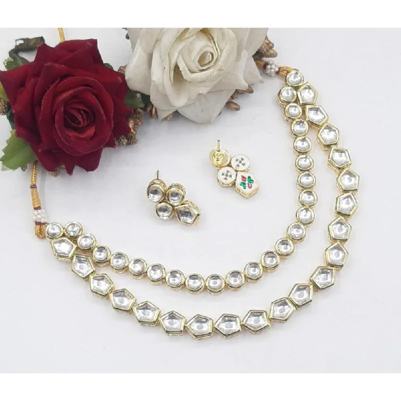 Akruti Collection Gold Plated Kundan Stone Necklace Set