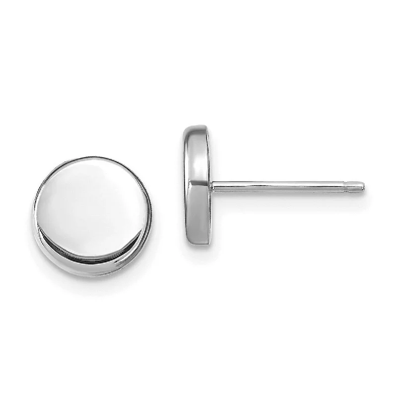 Curata 14k White Gold 6.5mm Polished Round Button Post Earrings