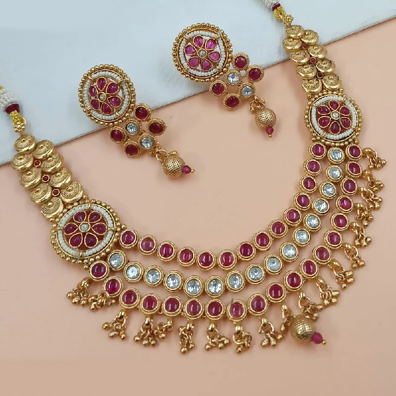 Padmawati Bangles Gold Plated Pota Stone Necklace Set