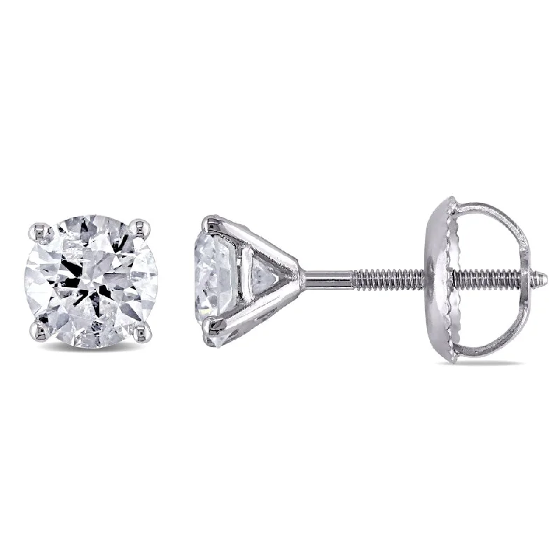 Miaodra 14k White Gold 9/10ct TDW Diamond Solitaire Stud Earrings