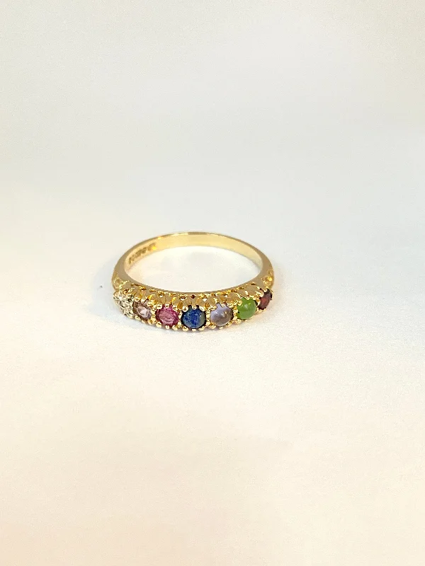 Vintage, 9ct Gold, 'DARLING', Acrostic Multi Gemstone Ring, Hallmarked, London 1991