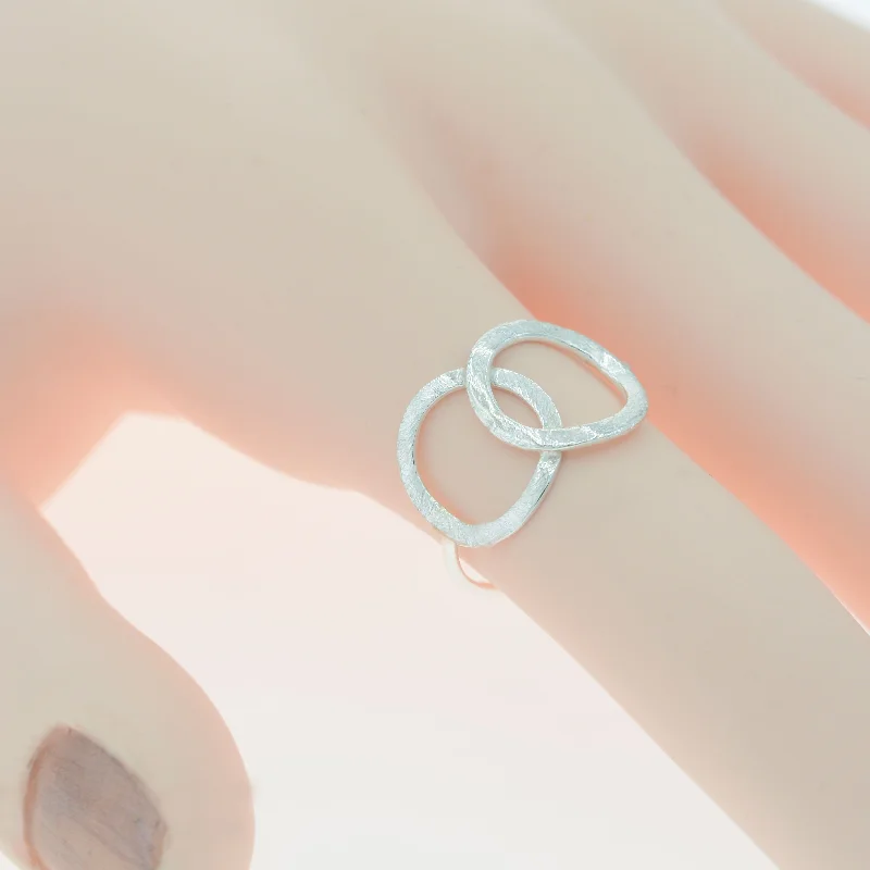 Brushed Metal Double Circle Ring