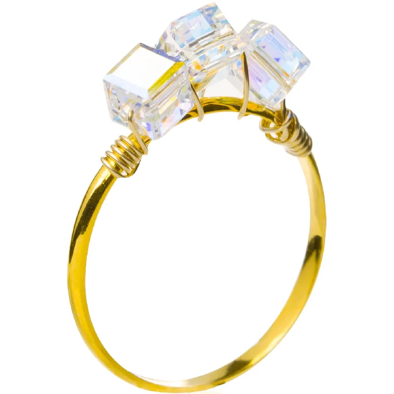 Triple Crystal Cube Ring