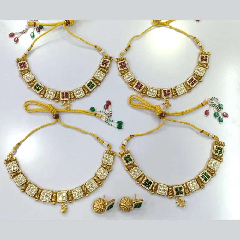 Manisha Jewellery Gold Plated Pota Stone Necklace Set