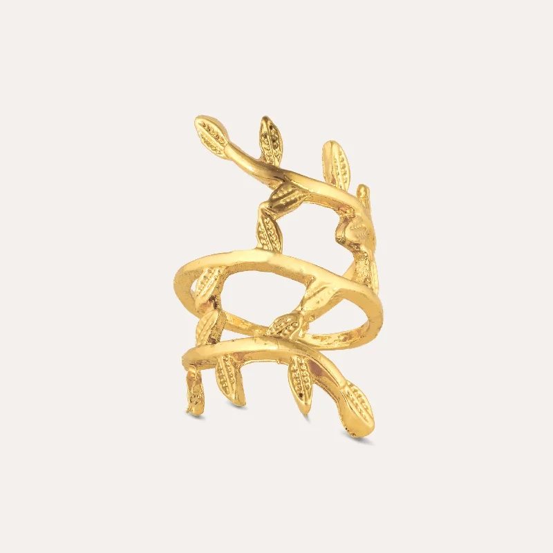 TFC 24K Leafy Statement Gold Plated Adjustable Ring