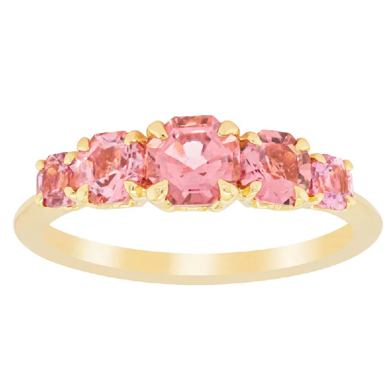 18ct Yellow Gold Five Stone Pink Tourmaline Octavia Ring