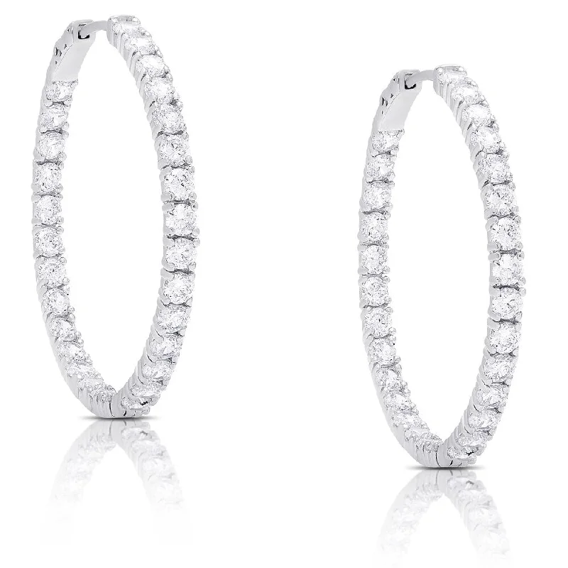 Dolce Giavonna Sterling Silver Cubic Zirconia Hoop Earrings