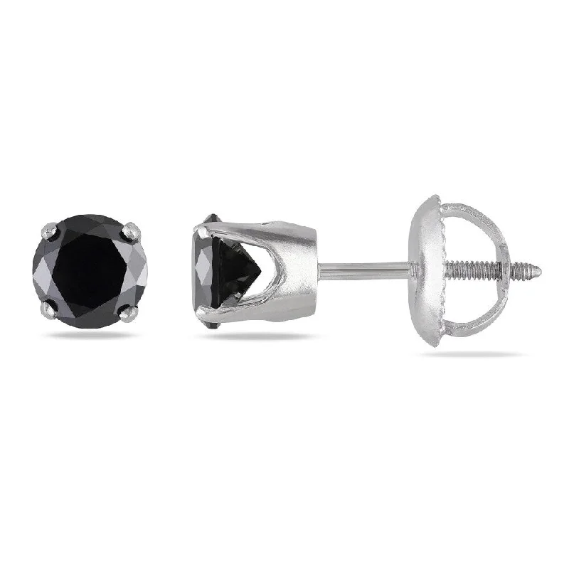 Miadora 14k White Gold 1ct TDW Black Diamond Stud Earrings