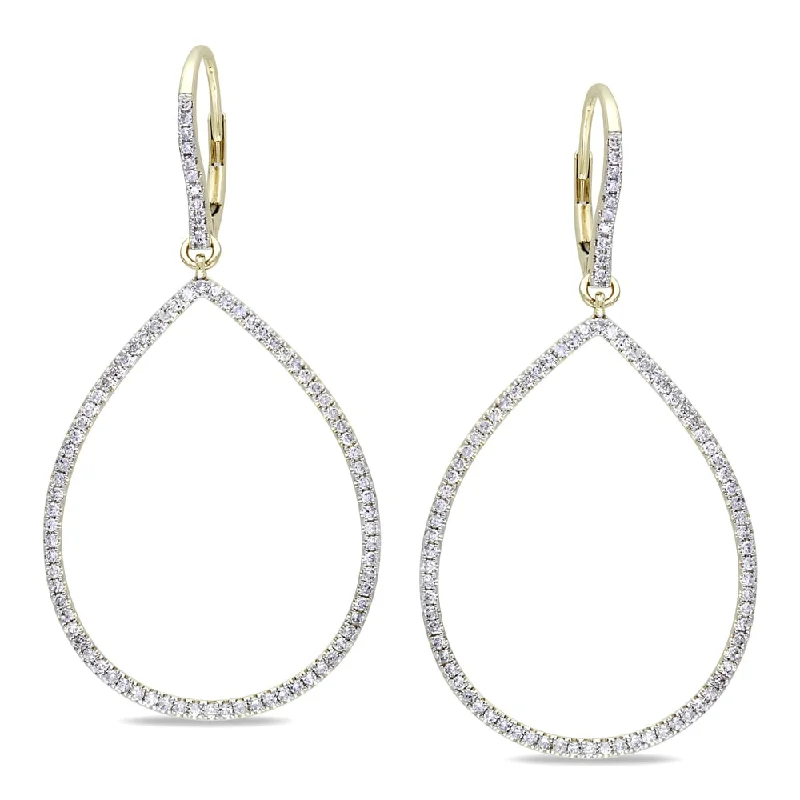 Miadora Signature Collection 14k Yellow Gold 4/5ct TDW Diamond Teardrop Earrings