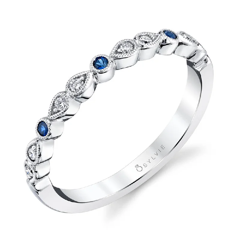 Sylvie 14K White Gold Sapphire and Diamond Band (96859)