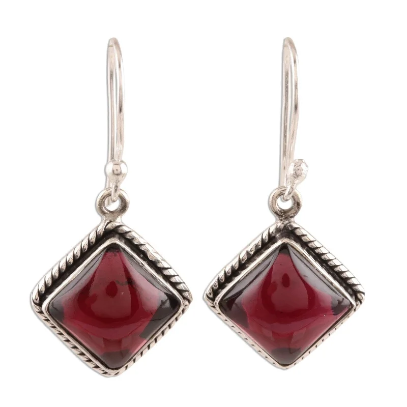 NOVICA Radiant Kite, Garnet dangle earrings - 1.5*0.8