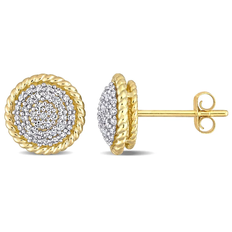 Miadora 10k Yellow Gold 1/3ct TDW Diamond Clustered Halo Stud Earrings - 9.4 mm x 9.4 mm x 4.2 mm - 9.4 mm x 9.4 mm x 4.2 mm