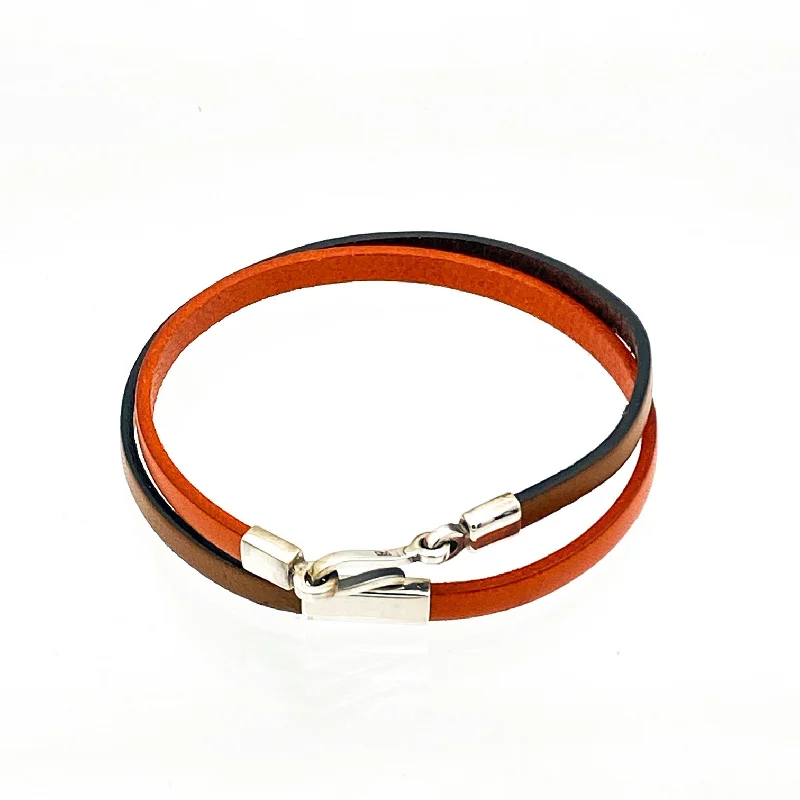 Color-Blocked Leather Double Wrap