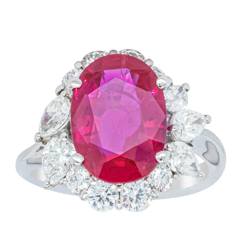 Vintage Platinum 4.18ct Ruby & Diamond Ring