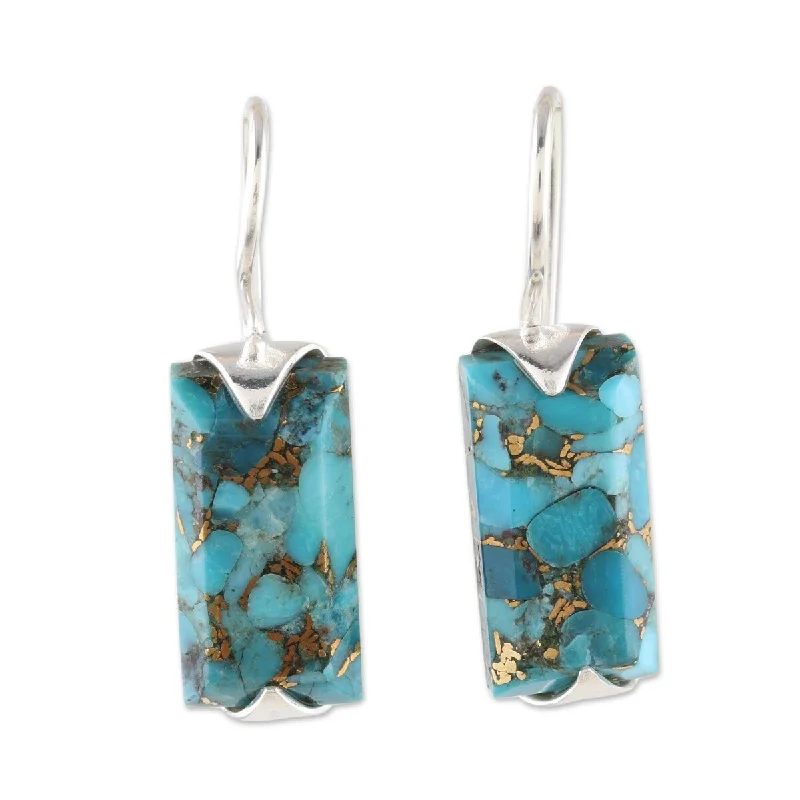 NOVICA Beautiful Blue, Composite turquoise drop earrings