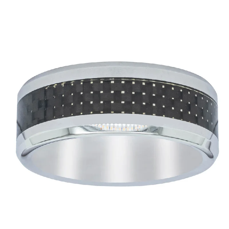 Cobalt Chrome 8mm Carbon Fibre Inlay Ring