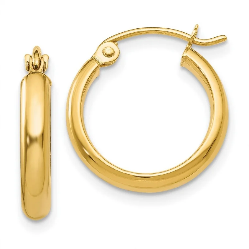 Curata 14k Yellow Gold Polished 3x15mm Domed Hoop Earrings