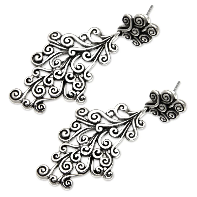 Handmade Sterling Silver 'Vineyard' Dangle Earrings (Indonesia)