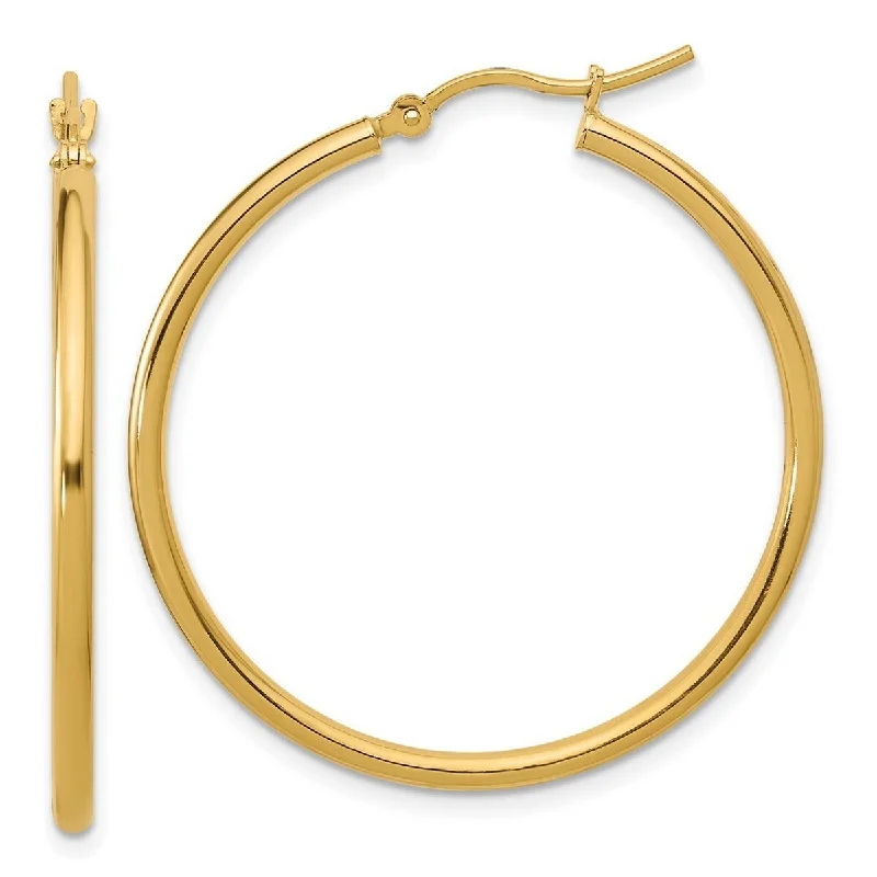 Curata 10k Yellow Gold Polished Hinged Hoop Earrings - 35x2mm