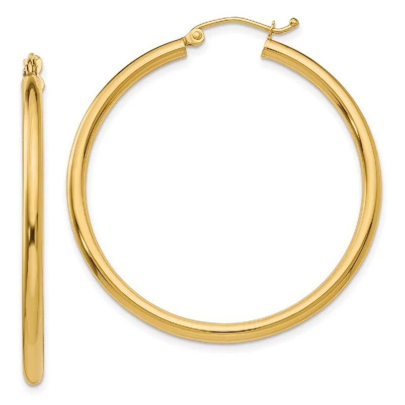 Curata 14k Yellow Gold Polished 2.5x40mm Round Hoop Earrings