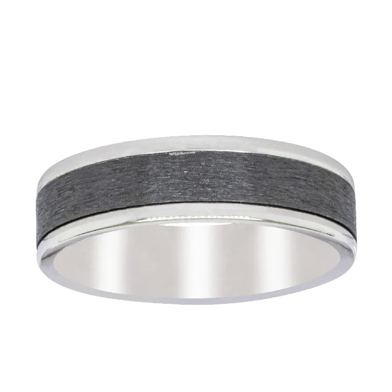 9ct White Gold Black Zirconium 6mm Ring