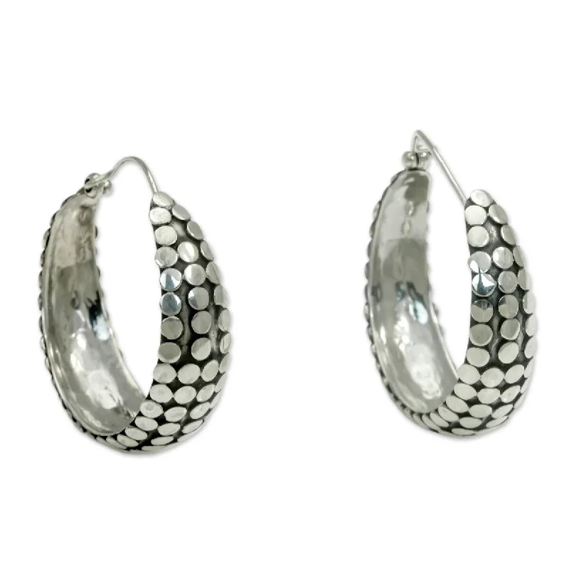 NOVICA Festive Harvest, Sterling silver hoop earrings - 1.4*0.4