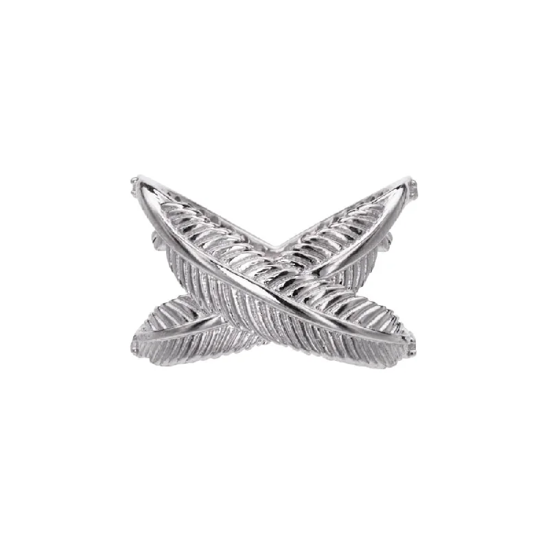 Boh Runga Rocksteady Feather Kiss Cross Ring - Sterling Silver