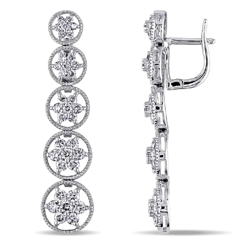 Miadora 18k White Gold 2 1/4ct TDW Diamond Earrings