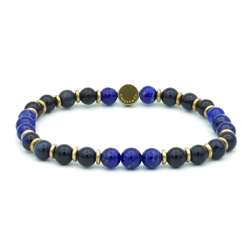 Gemstone and Brass Spacer Stretch Bracelet