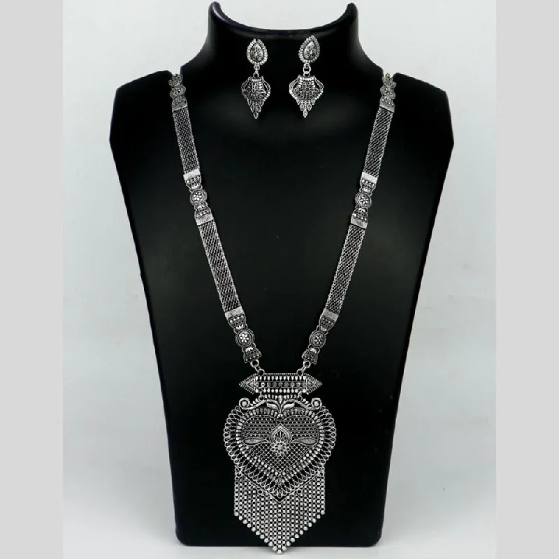 Mahavir Oxidised Plated Long Necklace Set