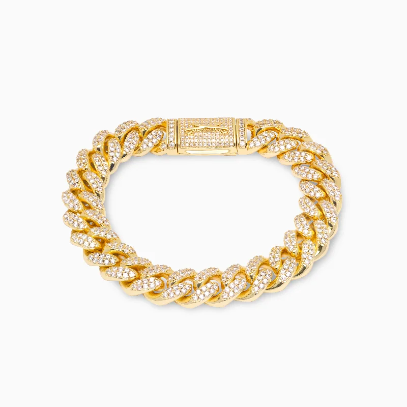 Bracelet Iced Cuban link 12 mm doré