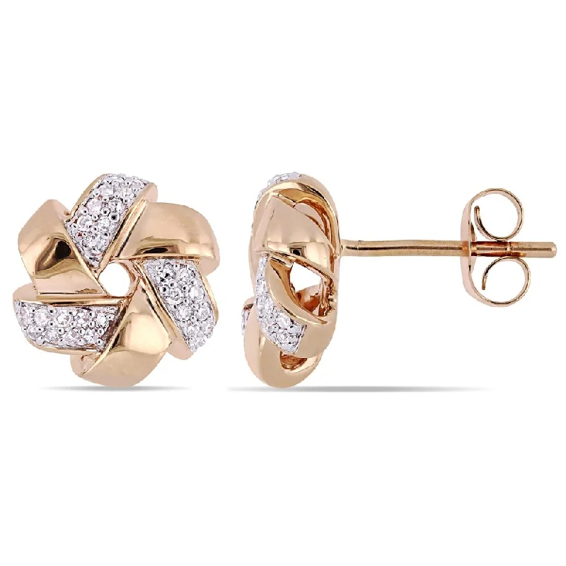 Miadora Signature Collection 14k Rose Gold 1/6ct TDW Diamond Floral Swirl Stud Earrings